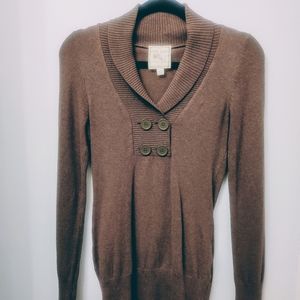 Donated: Pink Rose Brown Button Sweater